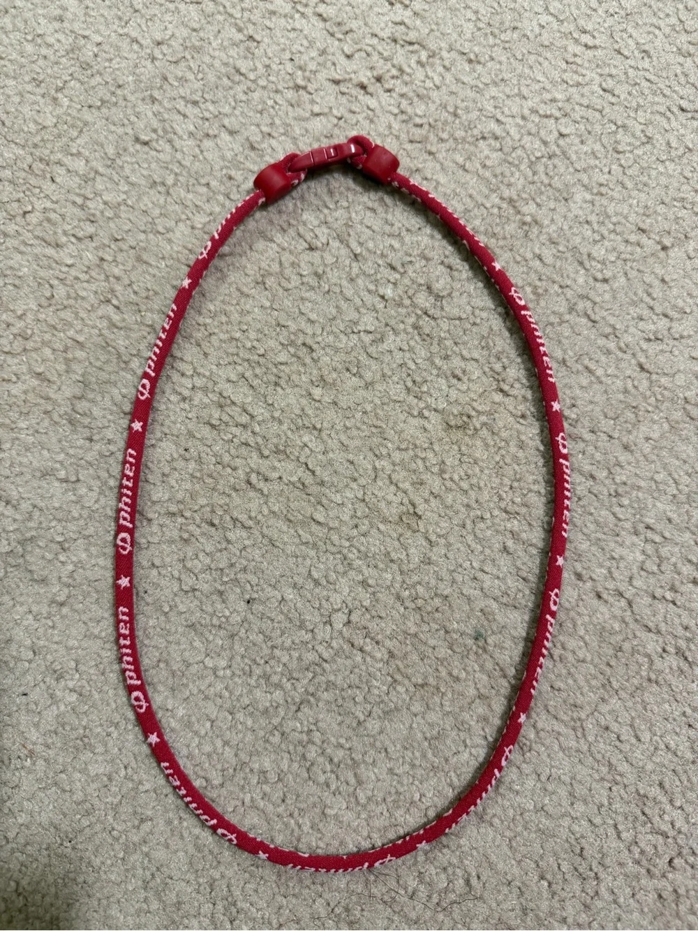 Phiten Red Aqua Titanium Sports Necklace 25” White Logo Athletic